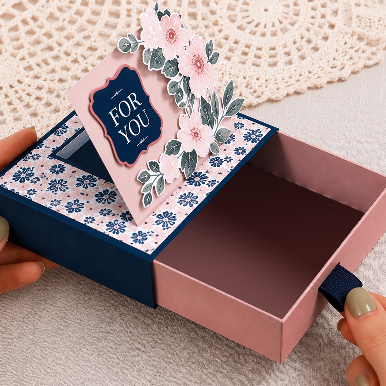 Pop-Up Display Drawer Box for Personal Care Products
