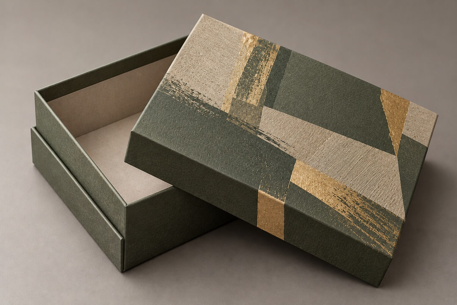 Luxury Packaging｜Two-Piece Gift Box with Textured Paper and Foil Details