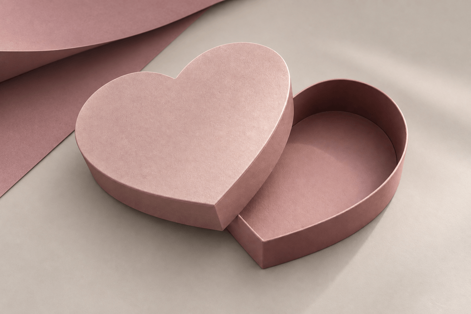 rigid box | heart shaped gift box with separate lid and base
