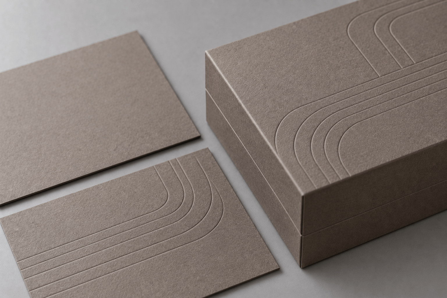 rigid boxes｜subtle line embossing on textured paper wrapped box