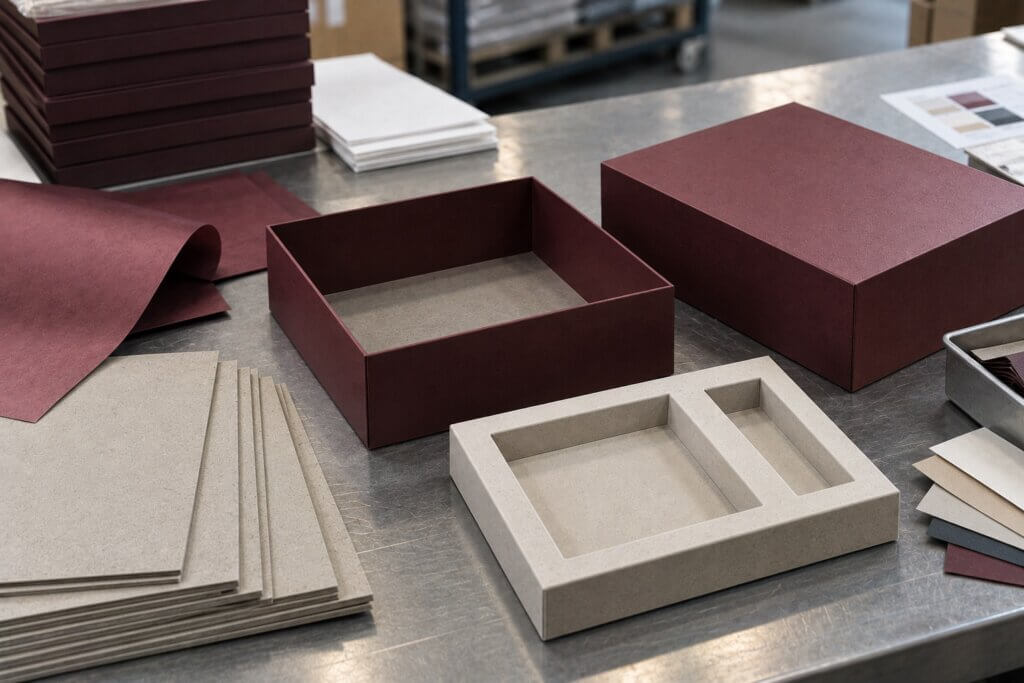 rigid boxes | materials inserts and components prepared for rigid box production