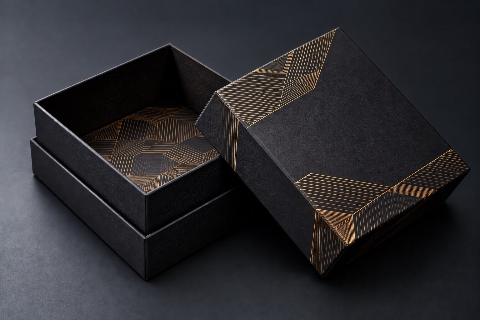 Rigid Boxes｜Two-Piece Box with Textured Paper and Gold Foil Details