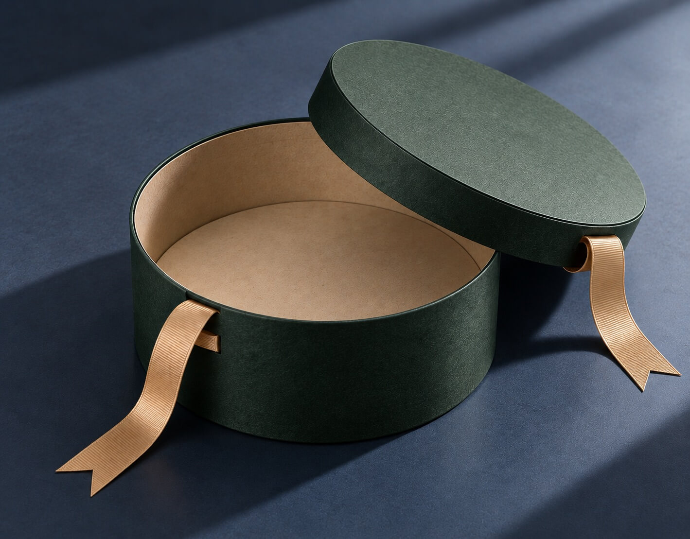 round box | ribbon pull round gift box with open lid