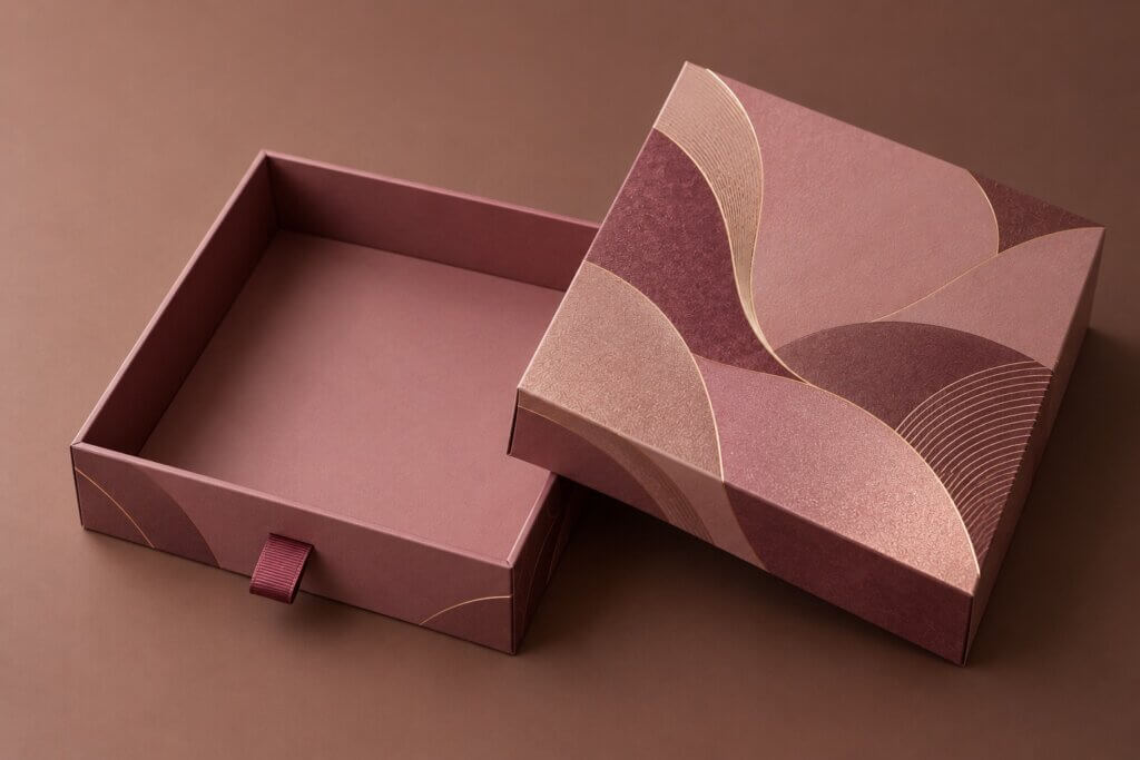 paper packaging | drawer box with decorative sleeve and empty inner tray