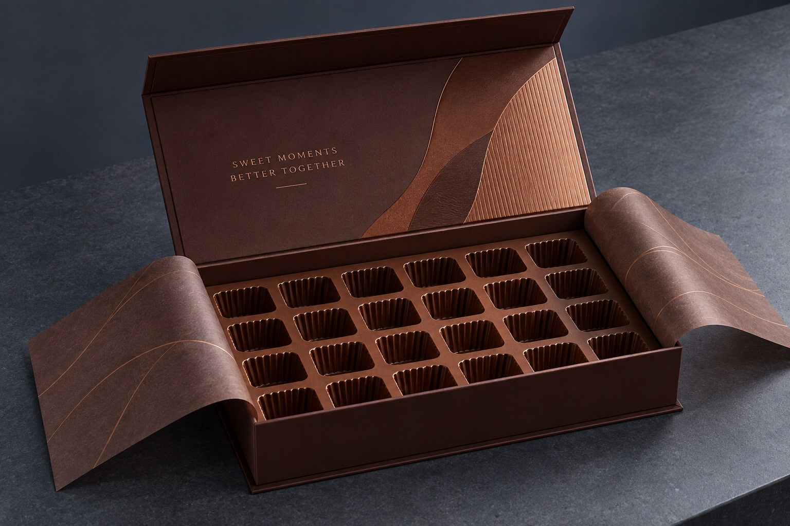 rigid boxes | luxury gift box with empty compartment tray and hinged lid